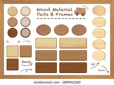 A set of woodgrain frame illustrations / White Background