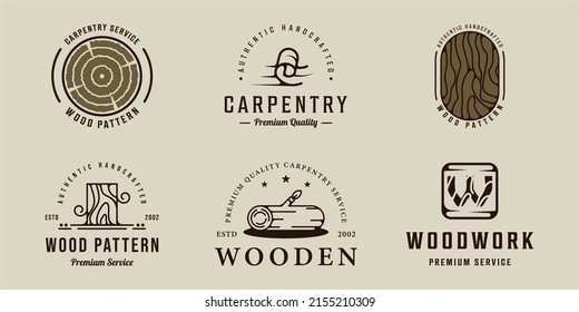 set of woodwork carpentry logo vector vintage illustration template icon graphic design. bundle collection of various handcrafted carpenter sign or symbol for industry company