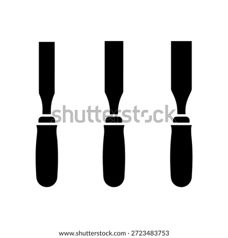 Set of Woodworking Chisel Tool Silhouettes for Carpentry Carving and Hand Craftsmanship