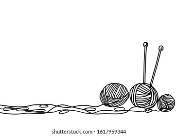 A set of wool yarn ball with knitting sticks isolated on white background. Concept about handcrafted, knitting, knitted wearing, fabric, hobbies and etc. There’s a copy space for your text.