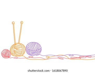 A set of wool yarn ball with knitting sticks isolated on white background. Concept about handcrafted, knitting, knitted wearing, fabric, hobbies and etc. There’s a copy space for your text.