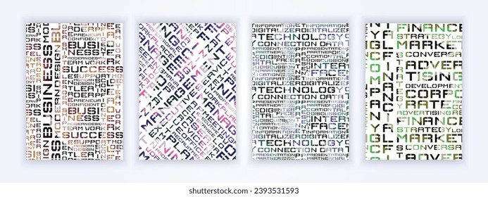 a set of word cloud business cover design