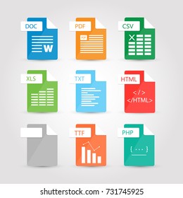 Set of word flat design icons for Business, SEO and Social media marketing