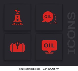 Set Word oil, Oil rig,  and Gas tank for vehicle icon. Vector