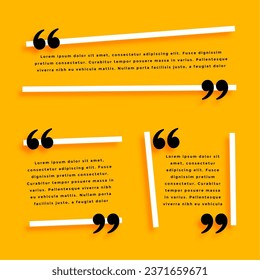 set of word punctuation inverted comma yellow template design vector