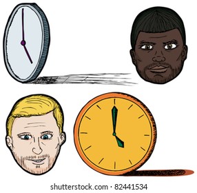 Set Of Wordplay Illustrations Of A Five 'o Clock Shadow