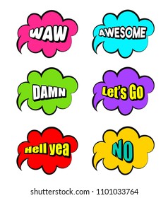 Set of Words in colorful speech bubbles