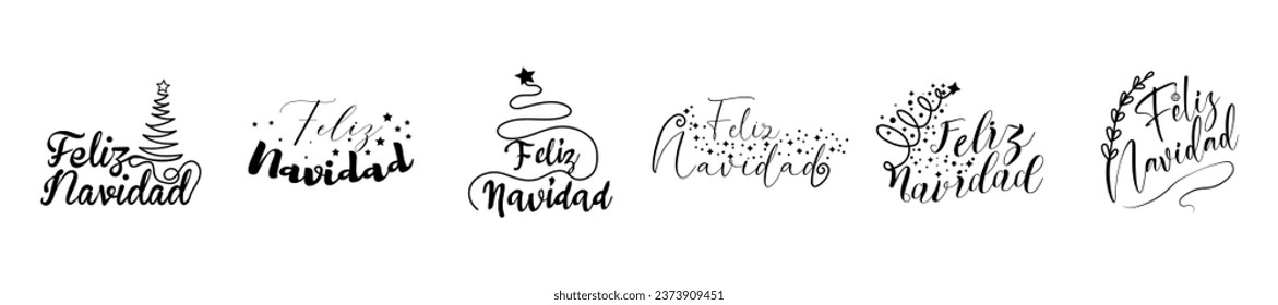 Set of words FELIZ NAVIDAD (Spanish for Merry Christmas) on whit