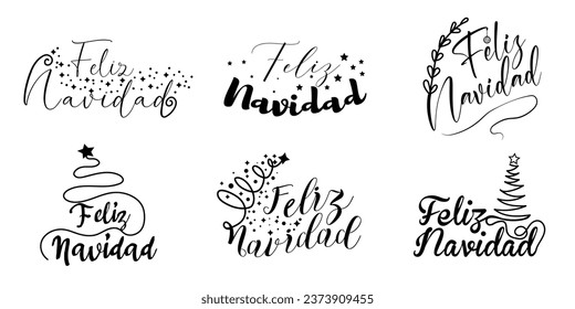 Set of words FELIZ NAVIDAD (Spanish for Merry Christmas) on whit