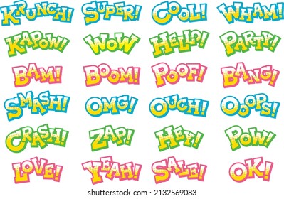 A set of words used in comics