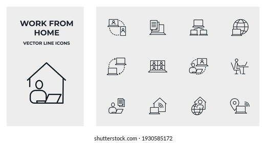 Set Of Work From Home Icon. Business Online Job Pack Symbol Template For Graphic And Web Design Collection Logo Vector Illustration