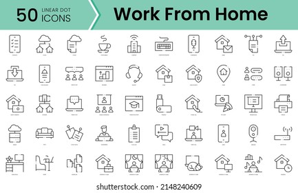 Set of work from home icons. Line art style icons bundle. vector illustration