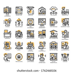 Set of work from home thin line and pixel perfect icons for any web and app project. 