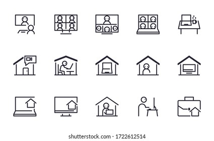 Set of Work from home vector icon illustration