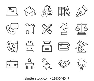 set of work icon, such as, working, report, office, business, manage