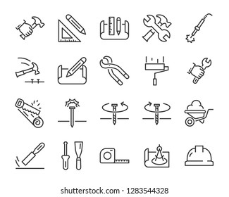 set of work icons, such as engineer, carpenter, construction, builder