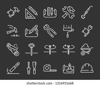 set of work icons, such as engineer, carpenter, construction, builder