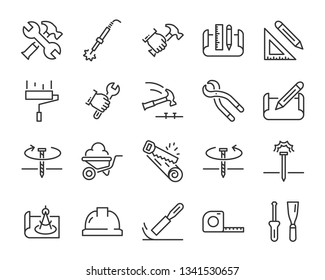 set of work icons, such as engineer, carpenter, construction, builder