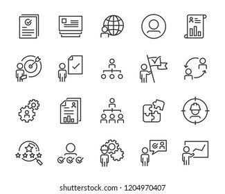 set of work icons, such as job, search, business, training, skills