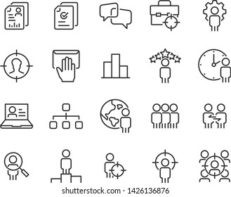 set of work icons, such as job, skill, performance, people, search