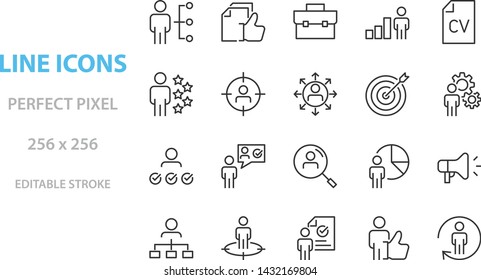 set of work icons, such as job, skill, performance, people, search