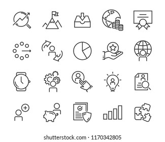 set of work icons, such as working, career, job, search, person, recruitment and more