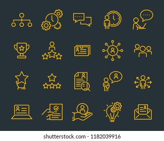 set of work icons, such as working, career, job, search, person, recruitment and more