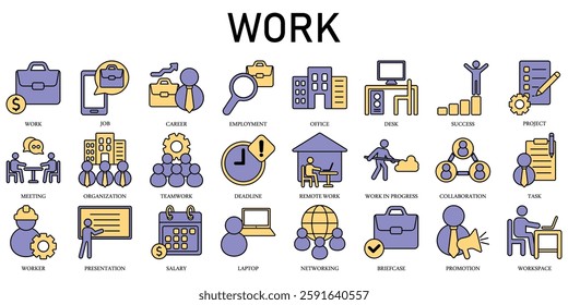 Set of Work Icons or symbols Vector fully editable file