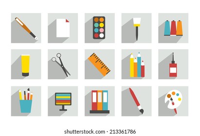 Set of work office or school icons. 