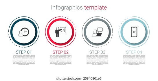 Set Work time, Leader of a team of executives, Freelancer and Search job. Business infographic template. Vector