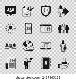 Set Worker, Businessman, Project team base, User protection, Search job, Head hunting,  and  icon. Vector