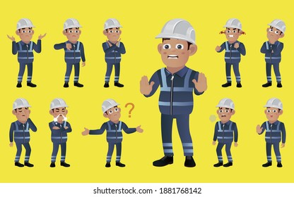 Set of worker with different emotion