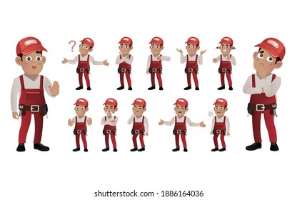 Set of worker with different emotion