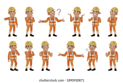 Set of worker with different emotion