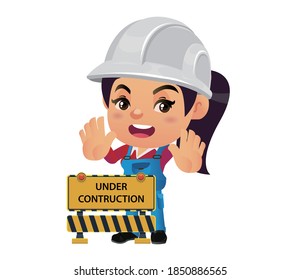 Set of worker with different poses