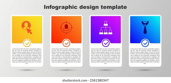 Set Worker, Head hunting, Employee hierarchy and Tie. Business infographic template. Vector