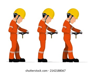 conjunto de trabajadores está sosteniendo la rueda de la mano sobre fondo blanco
