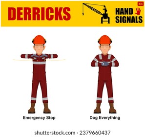 Set of worker present derricks hand signal on white background