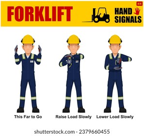 Set of worker present Forklift hand signal on white background