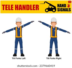 Set of worker present Tele Handler signal on white background