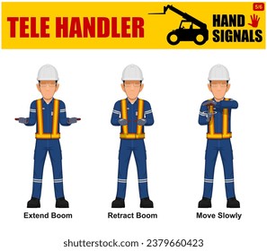 Set of worker present Tele Handler signal on white background