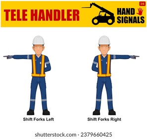 Set of worker present Tele Handler signal on white background