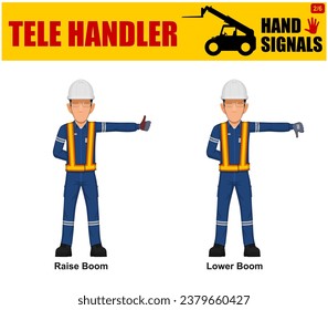 Set of worker present Tele Handler signal on white background