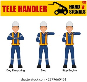 Set of worker present Tele Handler signal on white background