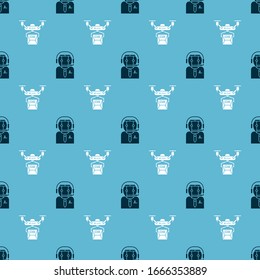 Set Worker robot and Drone delivery concept on seamless pattern. Vector