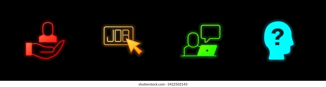 Establecer trabajo, trabajo de búsqueda, autónomo e icono. Vector