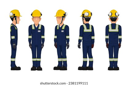 conjunto de trabajadores dar la vuelta al fondo blanco