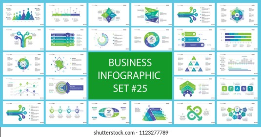 Set of workflow and strategy concept infographic charts. Business diagrams for presentation slide templates. For corporate report, advertising, banner and brochure design.
