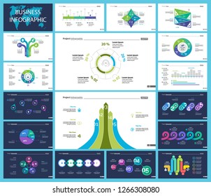 Set of workflow and strategy concept infographic charts. Business diagrams for presentation slide templates. For corporate report, advertising, banner and brochure design.