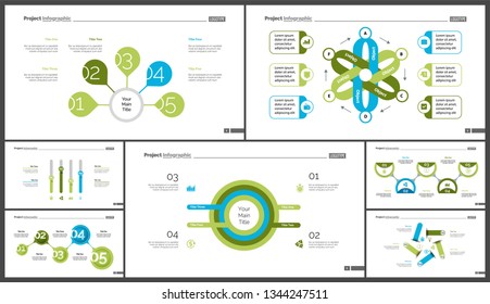 Set of workflow and strategy concept infographic charts. Business diagrams for presentation slide templates. For corporate report, advertising, banner and brochure design.